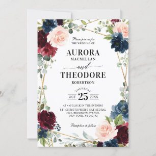 Invitación Boda de detalles geométricos Rubor Gold de la Mari