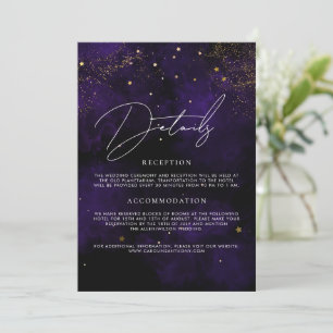 Invitación Boda de detalles negro morado morado mágico oro ne