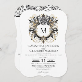 Invitación Boda de detalles y código QR de Glam Floral Vintag