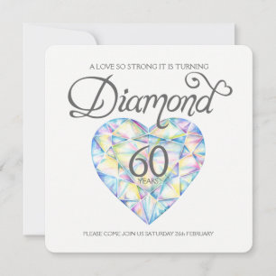 Invitación Boda de diamante amor tan fuerte corazón acuarela