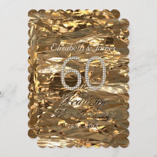 Invitación Boda de Diamante Fiesta de Aniversario de Boda Ele (Anverso / Reverso)