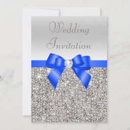 Invitación Boda de diamante y barniz azul real