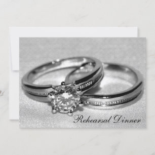Invitación Boda de diamantes conjunto de anillos ensayo cena