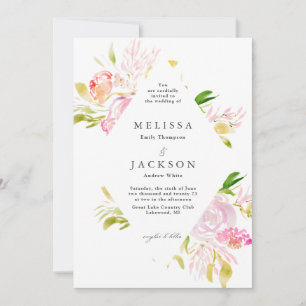 Invitación Boda de diamantes de color rosa de color de agua