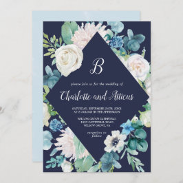 Invitación Boda de diamantes de la Marina de Flores Blancas c