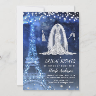 Invitación Boda de diamantes de la noche de París Vestido duc