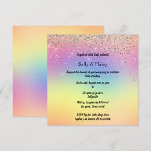 Invitación Boda de diamantes de Rainbow Pastel Sparkle