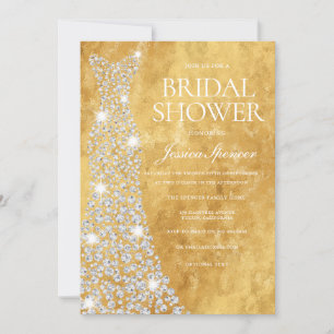 Invitación Boda de diamantes espumoso vestido Purpurina dorad