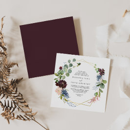 Invitación Boda de diamantes geométricos de oro de Borgoña