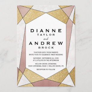 Invitación Boda de diamantes geométricos Glam