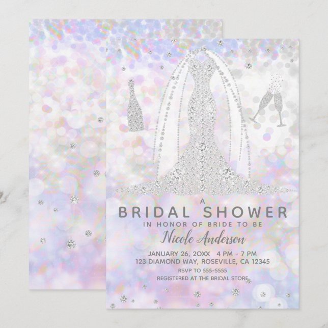 Invitación Boda de diamantes irlandés vestido ducha de novia (Anverso / Reverso)
