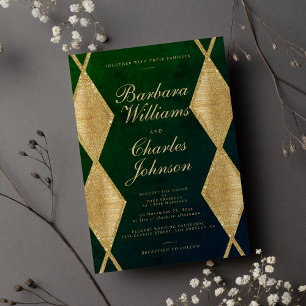 Invitación Boda de diamantes purpurina de color dorado de col