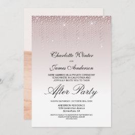 Invitación Boda de diamantes rosados tras Fiesta