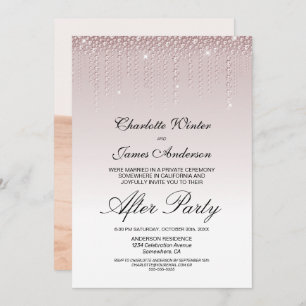 Invitación Boda de diamantes rosados tras Fiesta