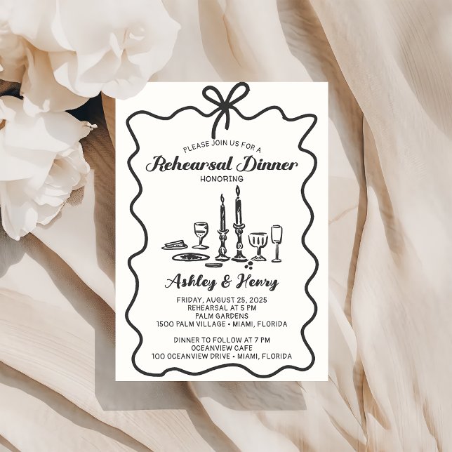 Invitación Boda de dibujo a mano ensayar cena (Subido por el creador)