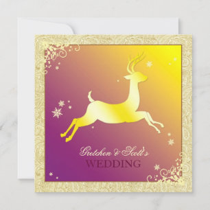 Invitación Boda de diciembre de reno de invierno festivo