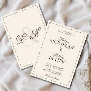 Invitación Boda de dinero antiguo inicial silencioso marco de