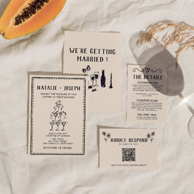 Invitación Boda de dinero viejo de la torre de champagne con  (Subido por el creador)