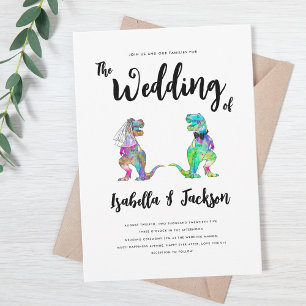 Invitación Boda de Dinosaurios Novia y Novio T-Rex