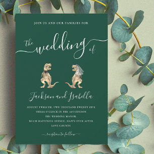 Invitación Boda de Dinosaurios Novia y Novio T-Rex