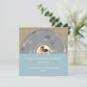 Invitación Boda de disco de vinilo de música plateada retro
