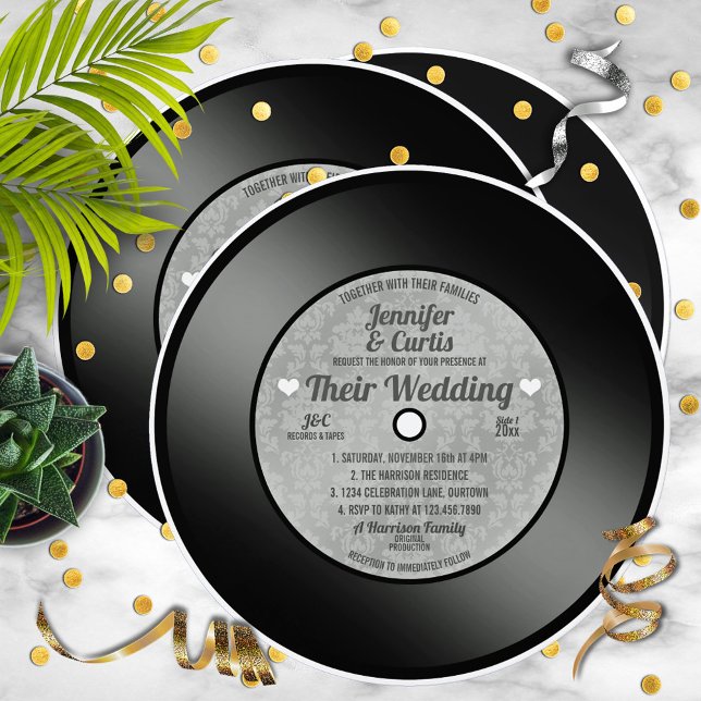 Invitación Boda de disco de vinilo retro (Subido por el creador)
