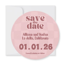 Boda de disco rosado retro - Save the Date