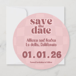 Invitación Boda de disco rosado retro - Save the Date