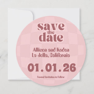 Invitación Boda de disco rosado retro - Save the Date