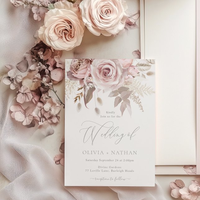 Invitación Boda de Diseñador de Tendencias de Boho Rosa de Ru (Subido por el creador)