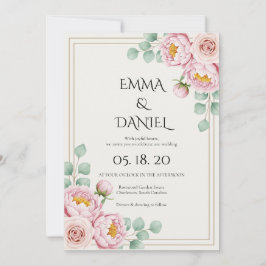Invitación Boda de diseñador moderno y elegante con rubor ros