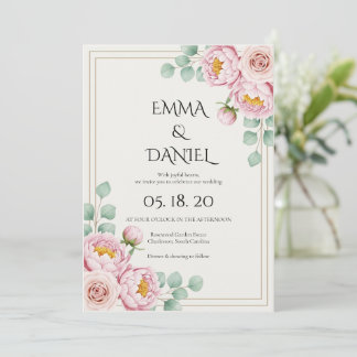 Invitación Boda de diseñador moderno y elegante con rubor ros