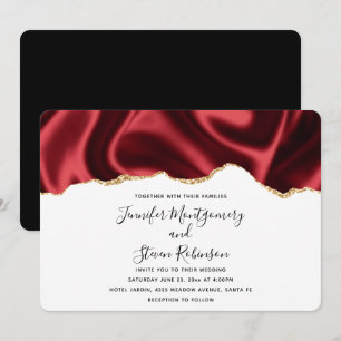 Invitación Boda de diseño abstracto de satén ondulado glamuro