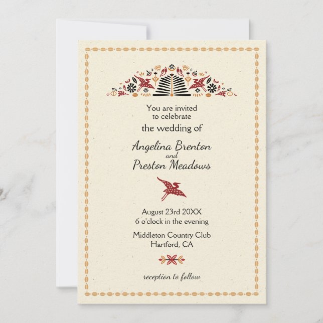 Invitación Boda de diseño africano moderno (Anverso)