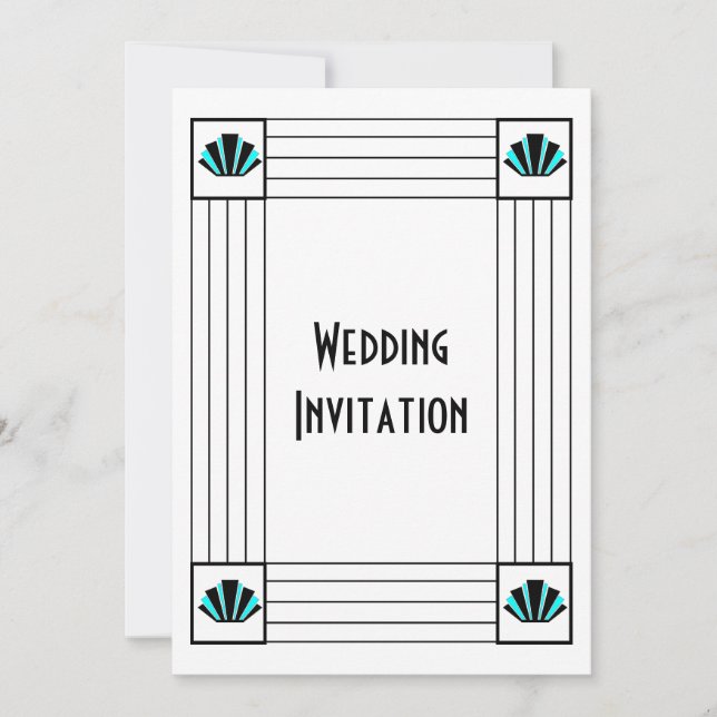 Invitación Boda de diseño Art Deco Azul (Anverso)