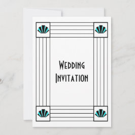 Invitación Boda de diseño Art Deco Azul
