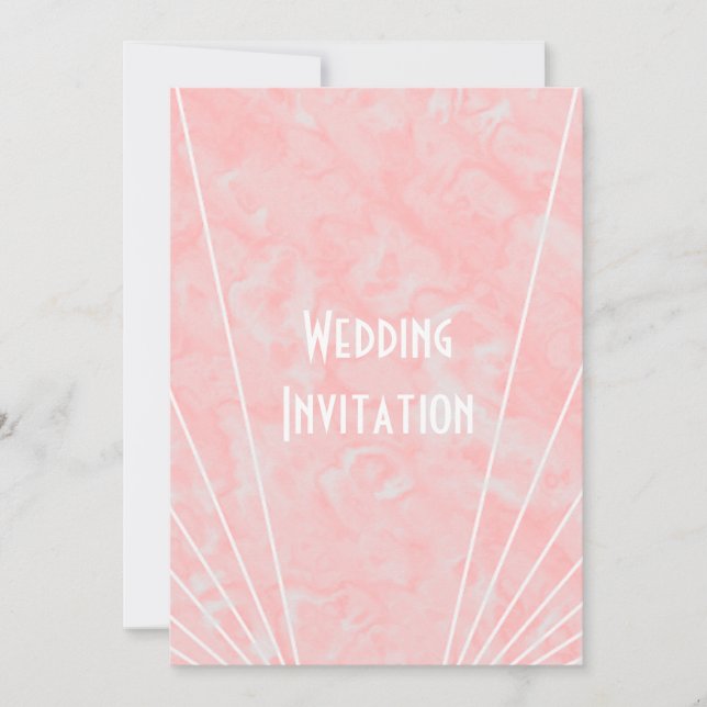 Invitación Boda de diseño Art Decó de Mármol Rosa (Anverso)