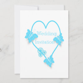 Invitación Boda De Diseño Corazón Azul Y Mariposas