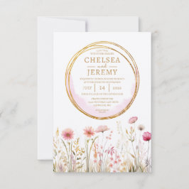 Invitación Boda de diseño de acuarela de flores silvestres br