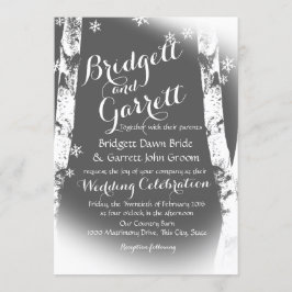 Invitación Boda de diseño de árboles Birch Trees de invierno