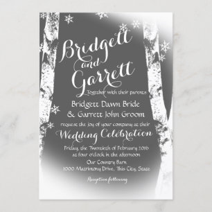 Invitación Boda de diseño de árboles Birch Trees de invierno