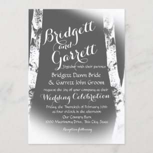 Invitación Boda de diseño de árboles de Birch blanco