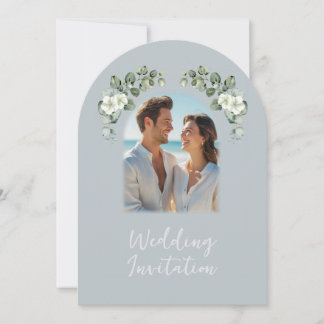 Invitación Boda de diseño de arco fotográfico moderno eucalip