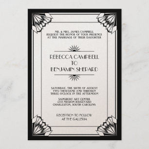 Invitación boda de diseño de arte geométrico negro de la era