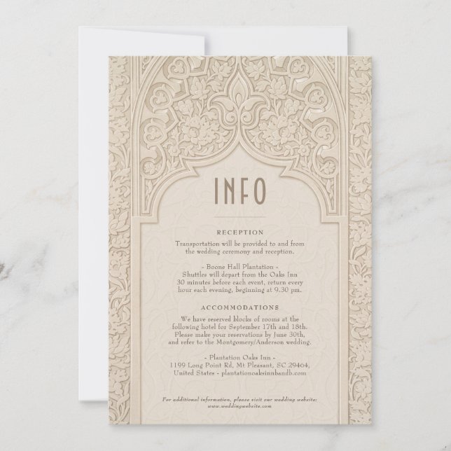 Invitación Boda de diseño de encaje elegante Información de m (Anverso)