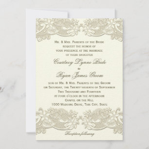 Invitación Boda de diseño de encaje floral de vintage