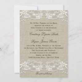 Invitación Boda de diseño de encaje floral del país