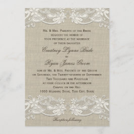 Invitación Boda de diseño de encaje floral del país