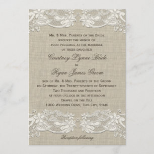 Invitación Boda de diseño de encaje floral del país