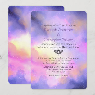 Invitación Boda de diseño de espacio elegante con acuarela ab